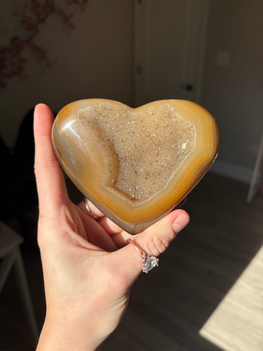 Druzy Brown Agate Heart