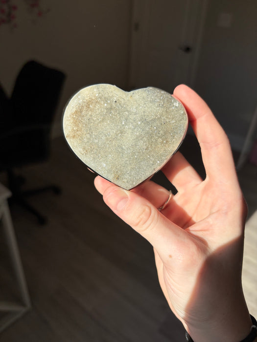 Grey Druzy Agate Heart