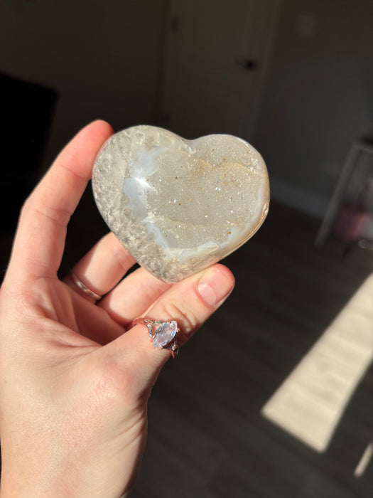 Light Blue & Grey Druzy Agate Heart