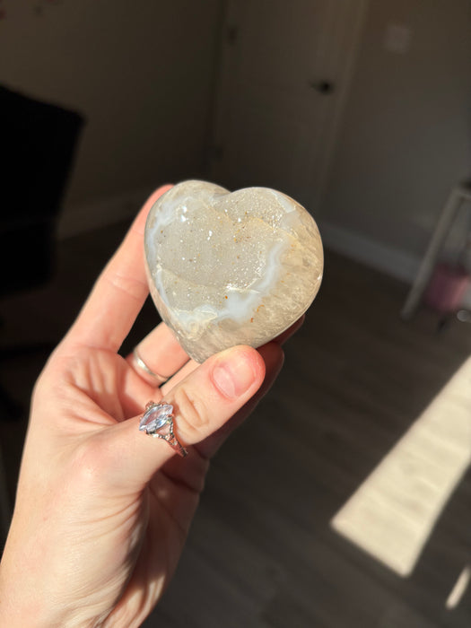 Light Blue & Grey Druzy Agate Heart