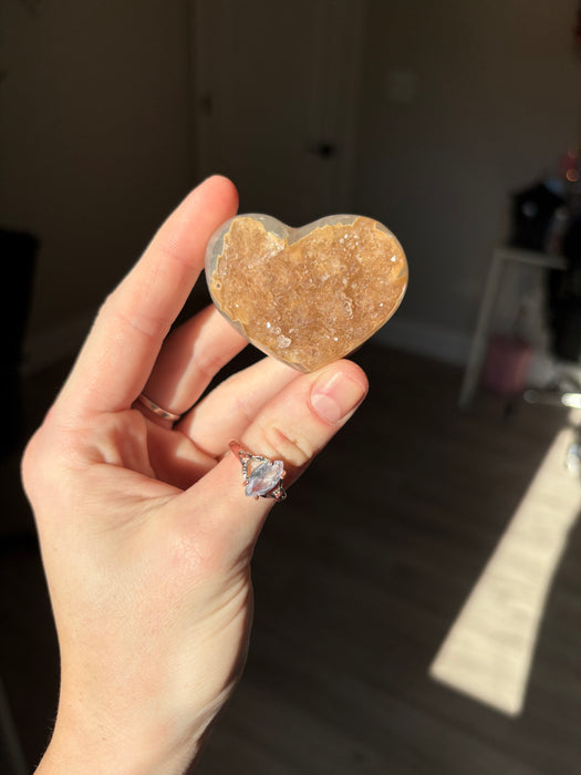 Small Light Gold Druzy Agate Heart