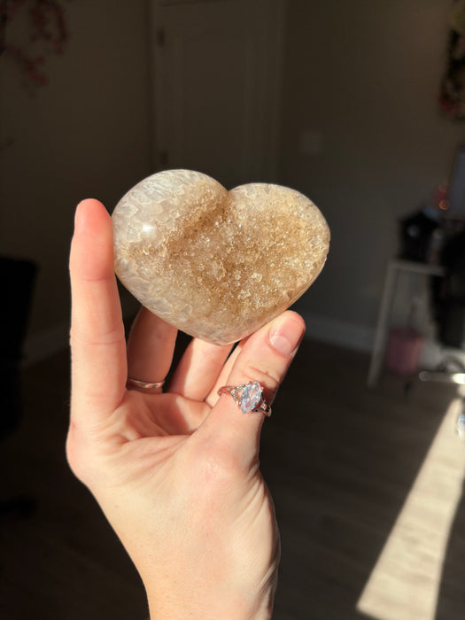 Light Gold Druzy Agate Heart