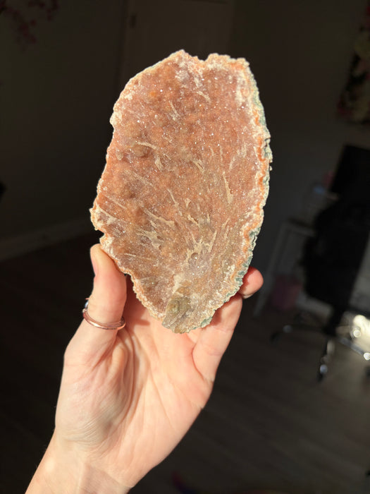 Bright Red & Orange Raw Chalcedony Geode