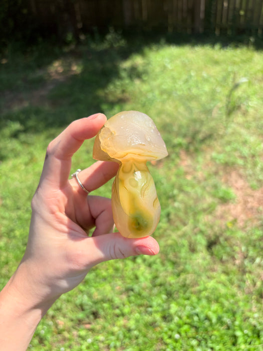 Large Green & Clear Gobi Agate Mushroom