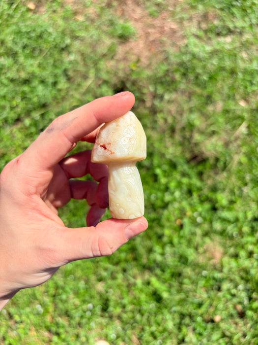 Green & White Gobi Agate Mushroom
