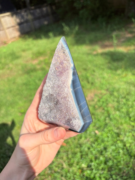 Gemy Purple & Silver Agate Point