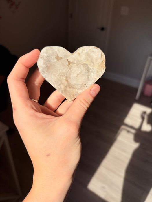 White Druzy Geode Heart