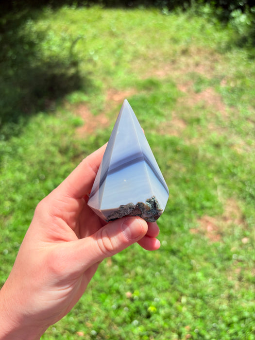 Gemy Half & Half-light & dark Purple Agate Point