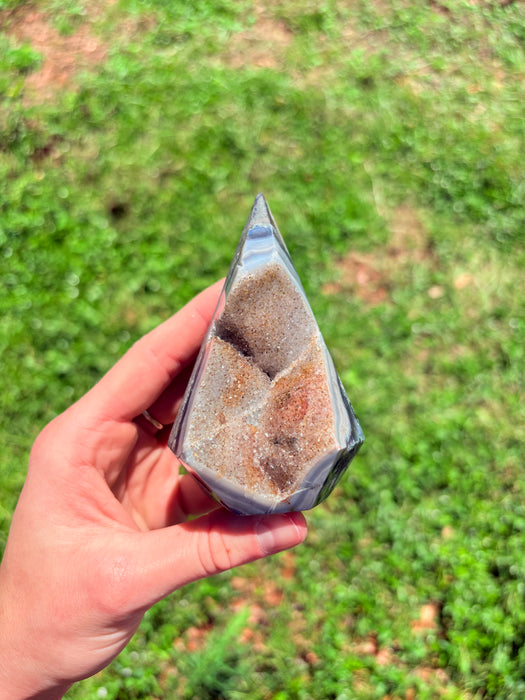 Gemy Brown & Silver Agate Point