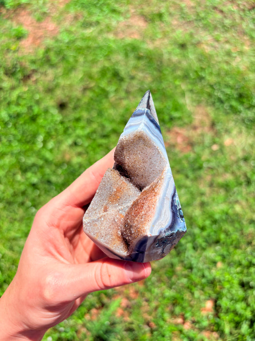 Gemy Brown & Silver Agate Point