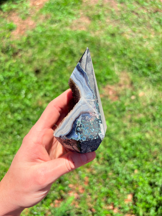 Gemy Brown & Silver Agate Point
