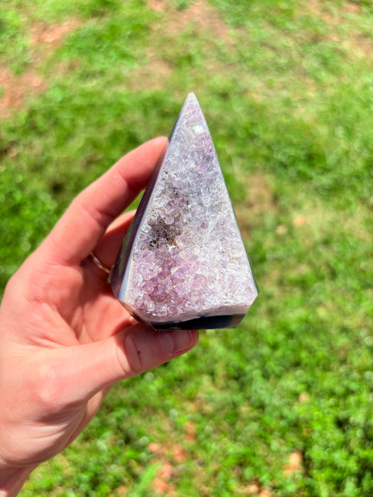 Gemy Purple & Silver Agate Point