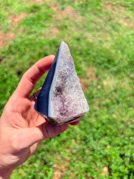 Gemy Purple & Silver Agate Point