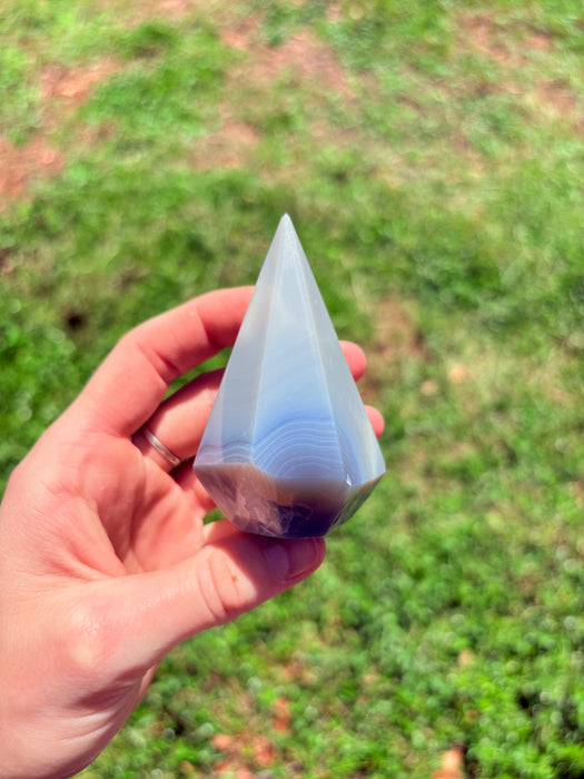 Gemy & Sugary White & Grey Agate Point