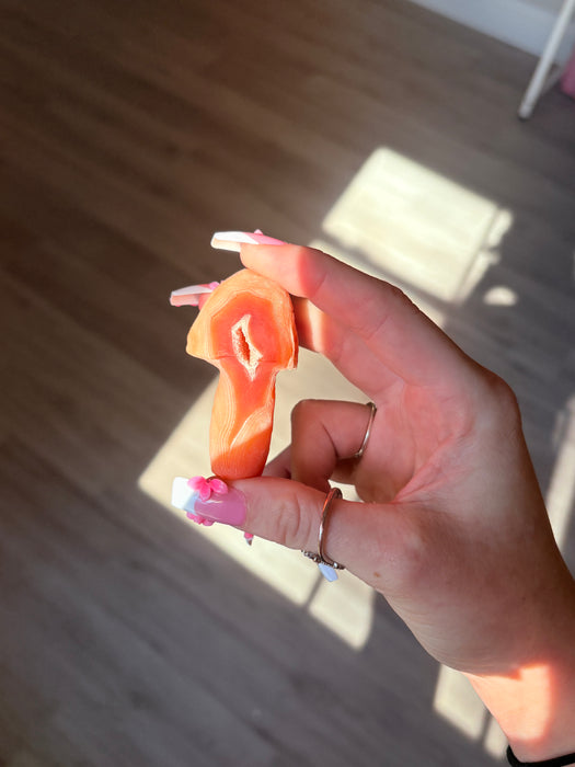 Vivid Orange & White Gobi Agate Mushroom