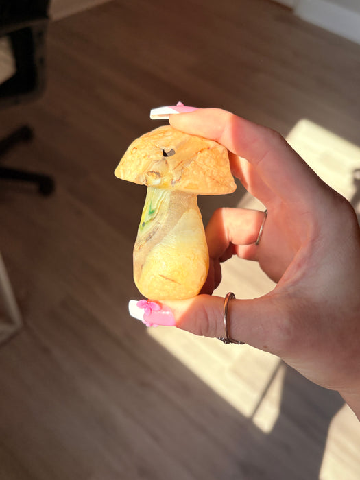 Large Yellow & Green Gobi Agate Mushroom
