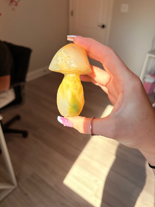 Large Green & Clear Gobi Agate Mushroom