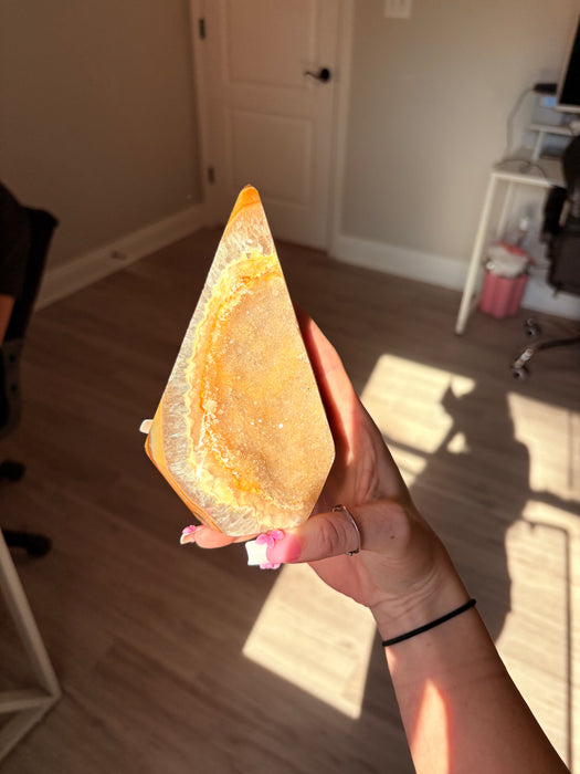 Large Druzy Orange & Yellow Agate Point