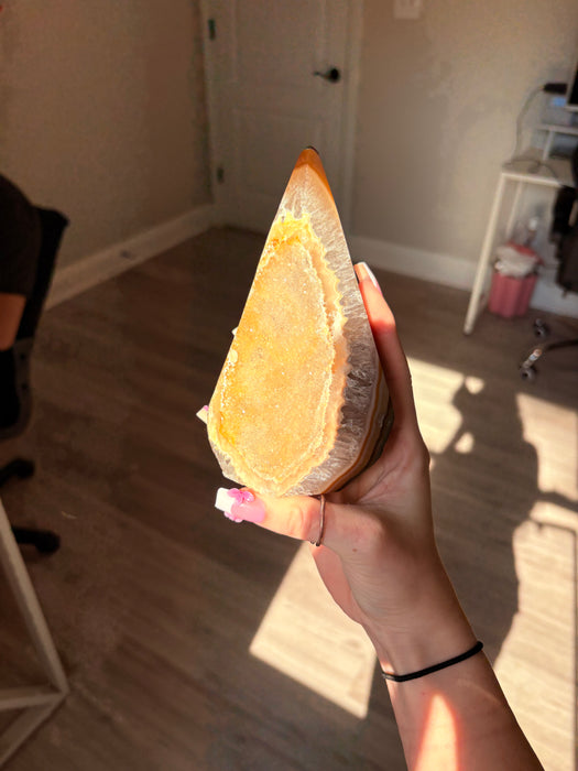 Large Druzy Orange & Yellow Agate Point
