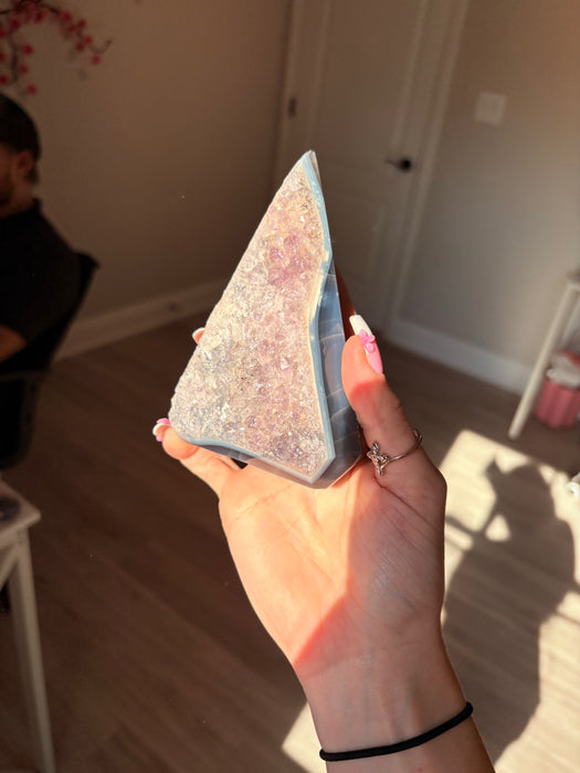 Gemy Purple & Silver Agate Point