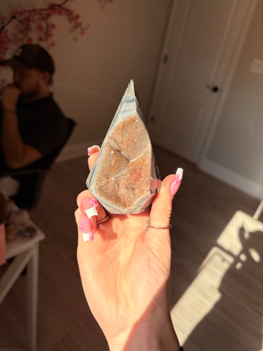 Gemy Brown & Silver Agate Point
