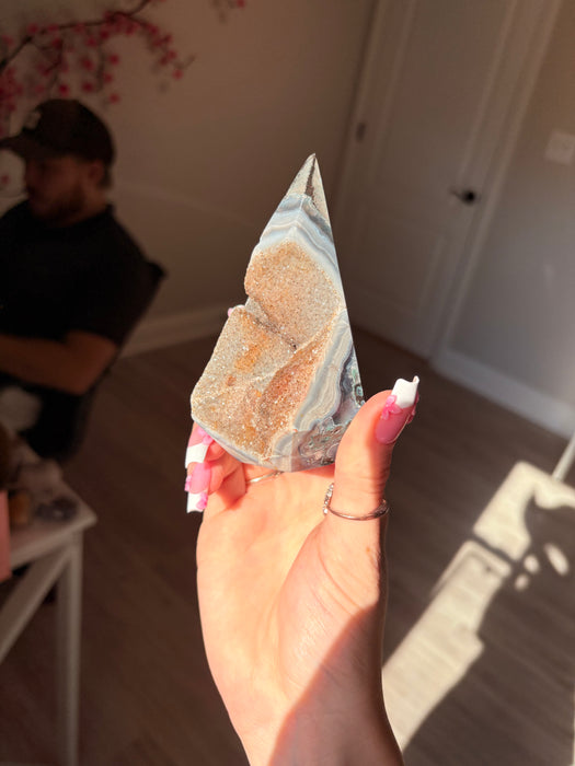 Gemy Brown & Silver Agate Point