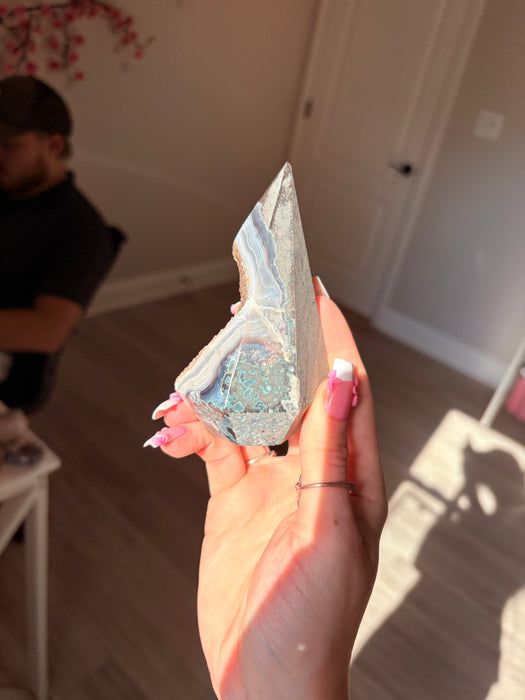 Gemy Brown & Silver Agate Point