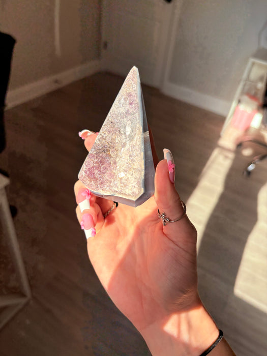 Gemy Purple & Silver Agate Point