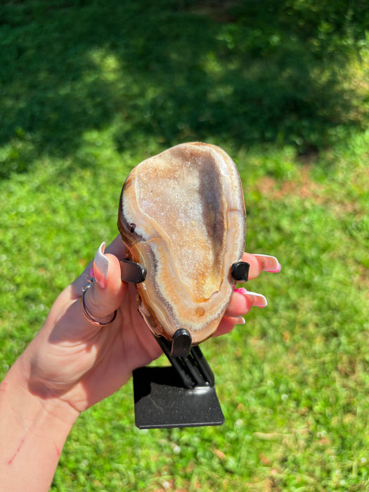 Yellow, Beige & White Sugary Agate on Stand