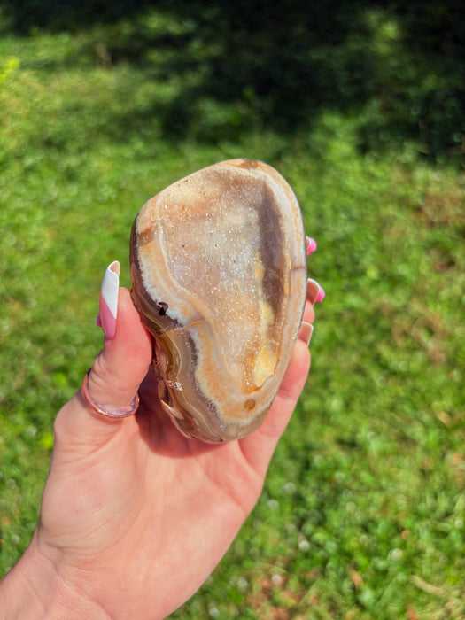 Yellow, Beige & White Sugary Agate on Stand