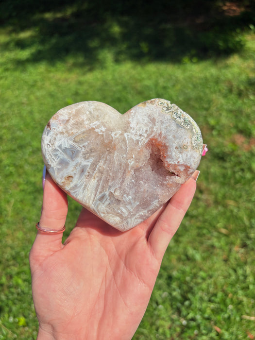 Pink Amethyst Heart on stand