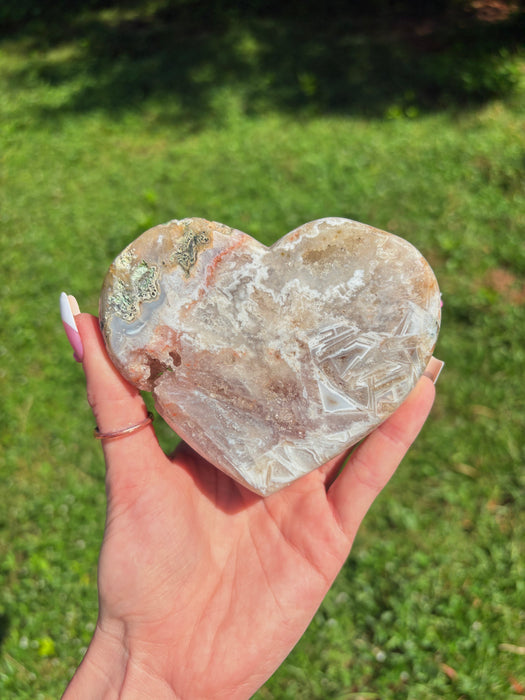 Pink Amethyst Heart on stand