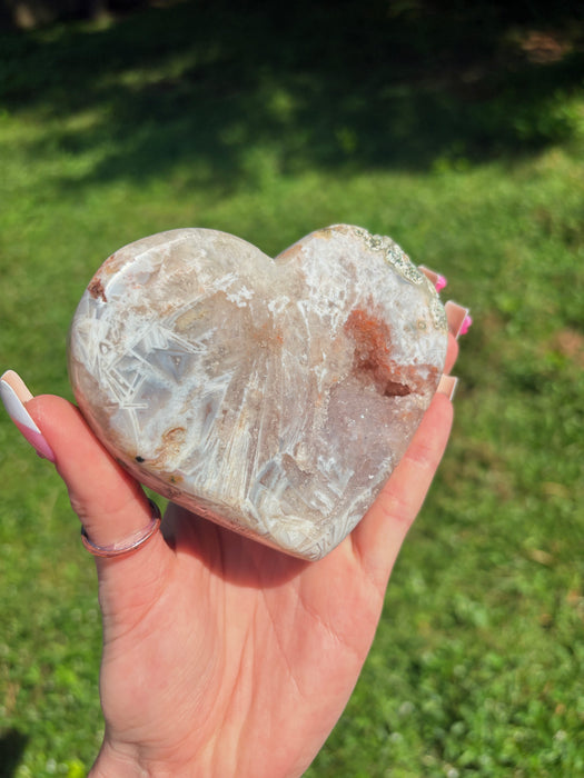 Pink Amethyst Heart on stand