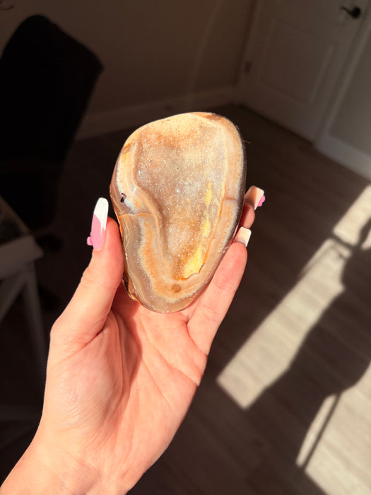 Yellow, Beige & White Sugary Agate on Stand