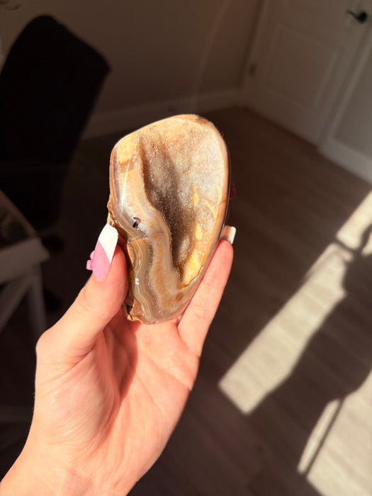 Yellow, Beige & White Sugary Agate on Stand