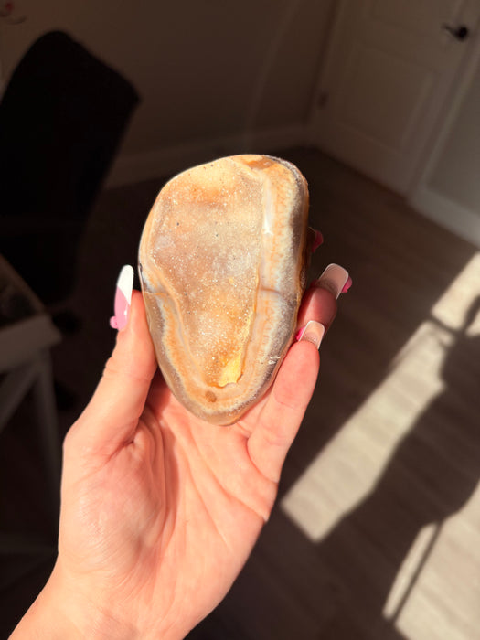 Yellow, Beige & White Sugary Agate on Stand