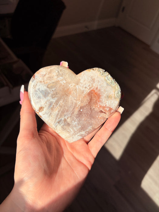 Pink Amethyst Heart on stand