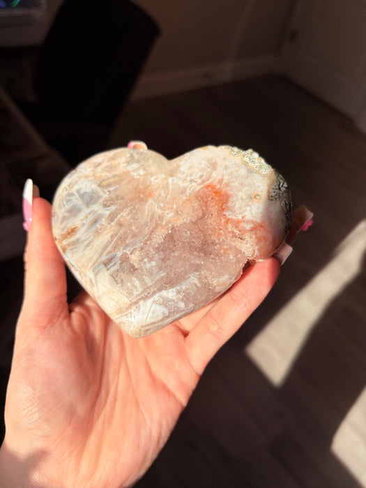 Pink Amethyst Heart on stand