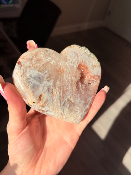Pink Amethyst Heart on stand