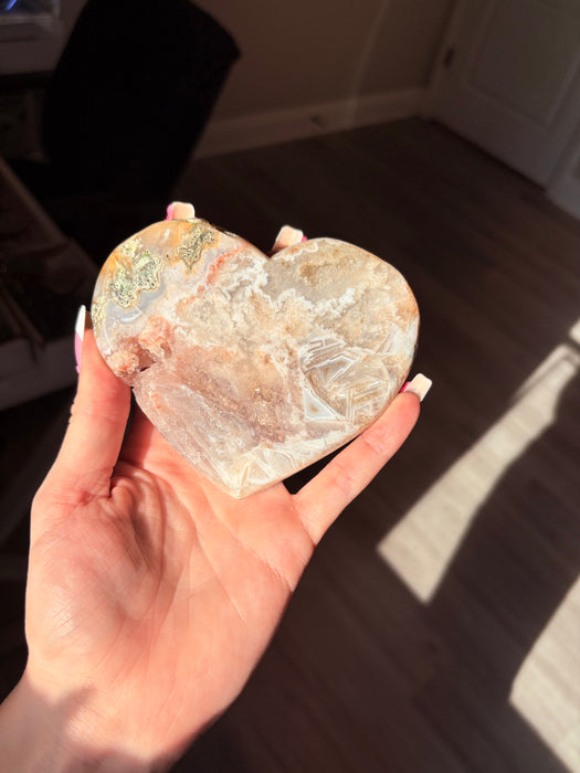 Pink Amethyst Heart on stand