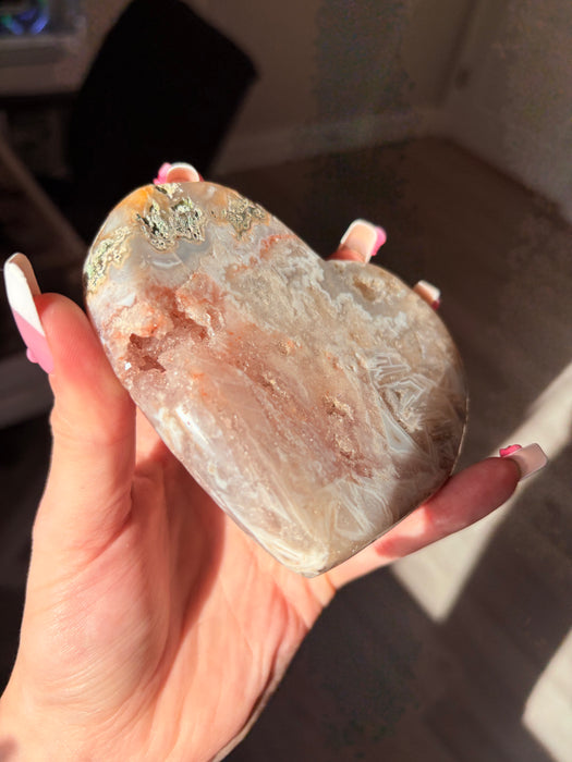 Pink Amethyst Heart on stand