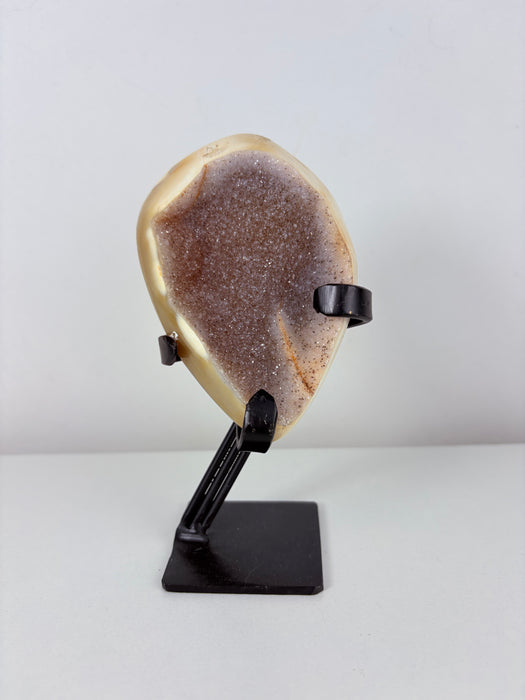 Yellow, Beige & Silver Sugary Agate on Stand