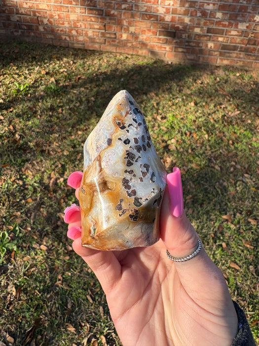 Ocean Jasper Flame with Druzy