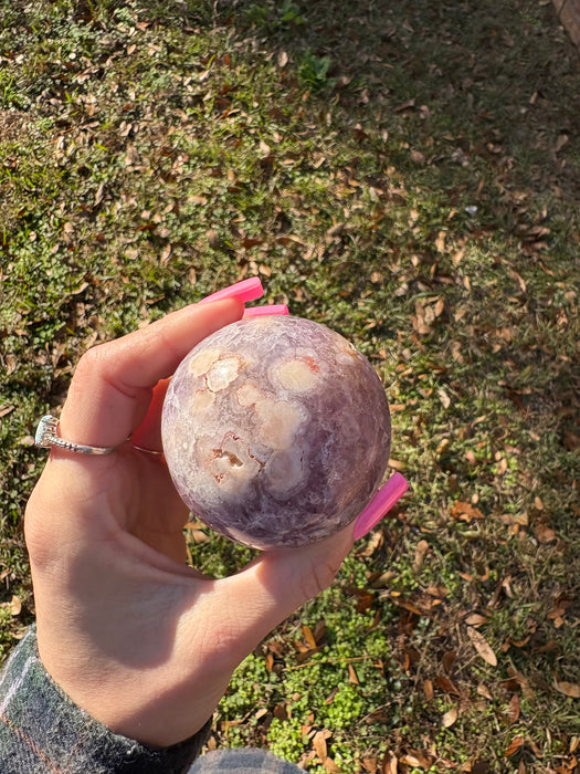 Druzy Flower Agate X Amethyst Sphere