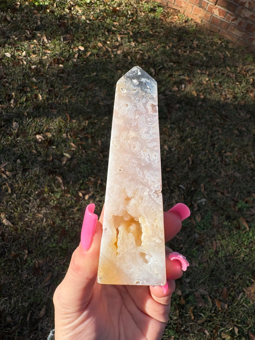 Sugary Pink Plume Agate Towers