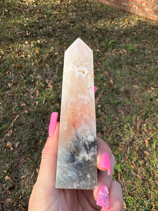 Sugary Pink Plume Agate Towers