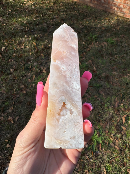 Sugary Pink Plume Agate Towers