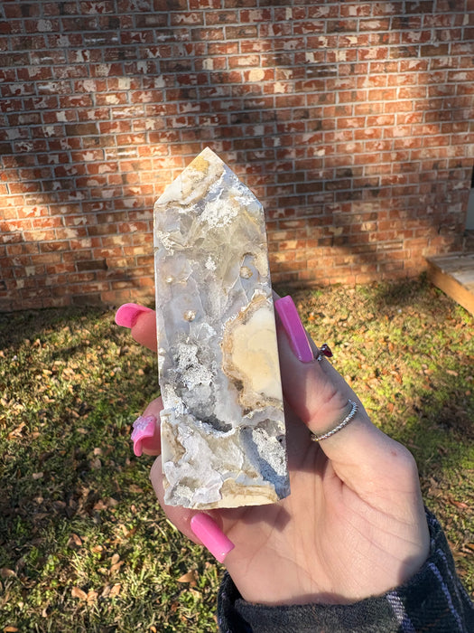 Chunky Crazy Lace Agate with Druzy