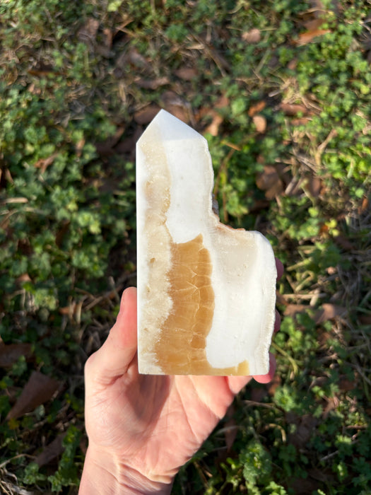 Orange Calcite Towers with Raw Edge
