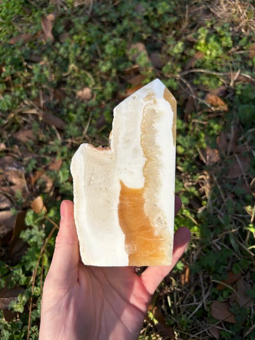 Orange Calcite Towers with Raw Edge